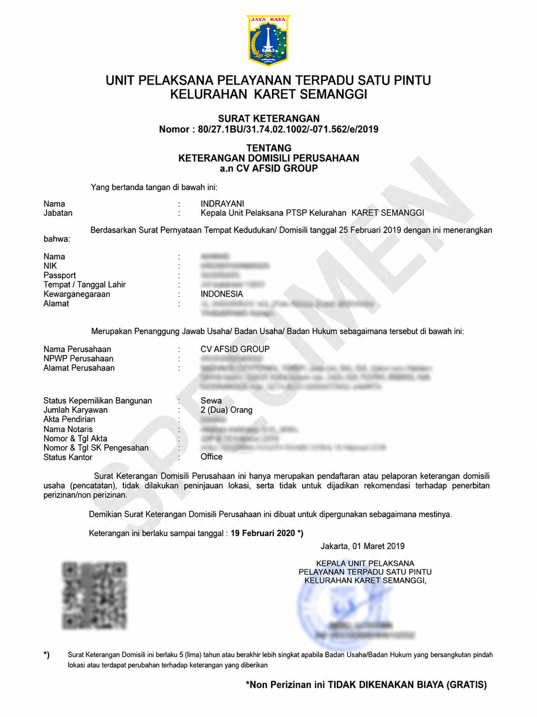 AFSID Group Business Address License Document - Public Preview