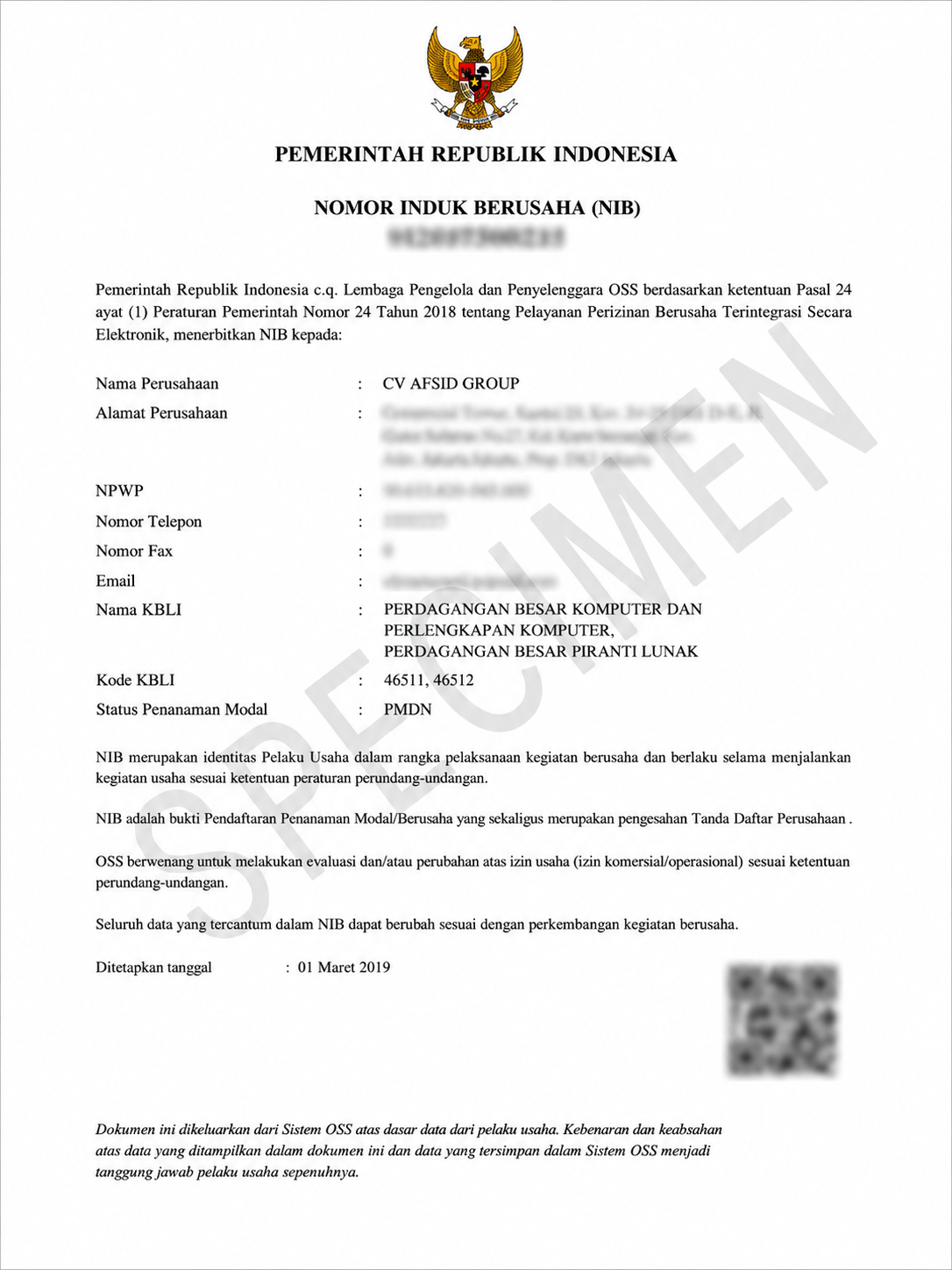 AFSID Group Business Identification Number Document - Public Preview